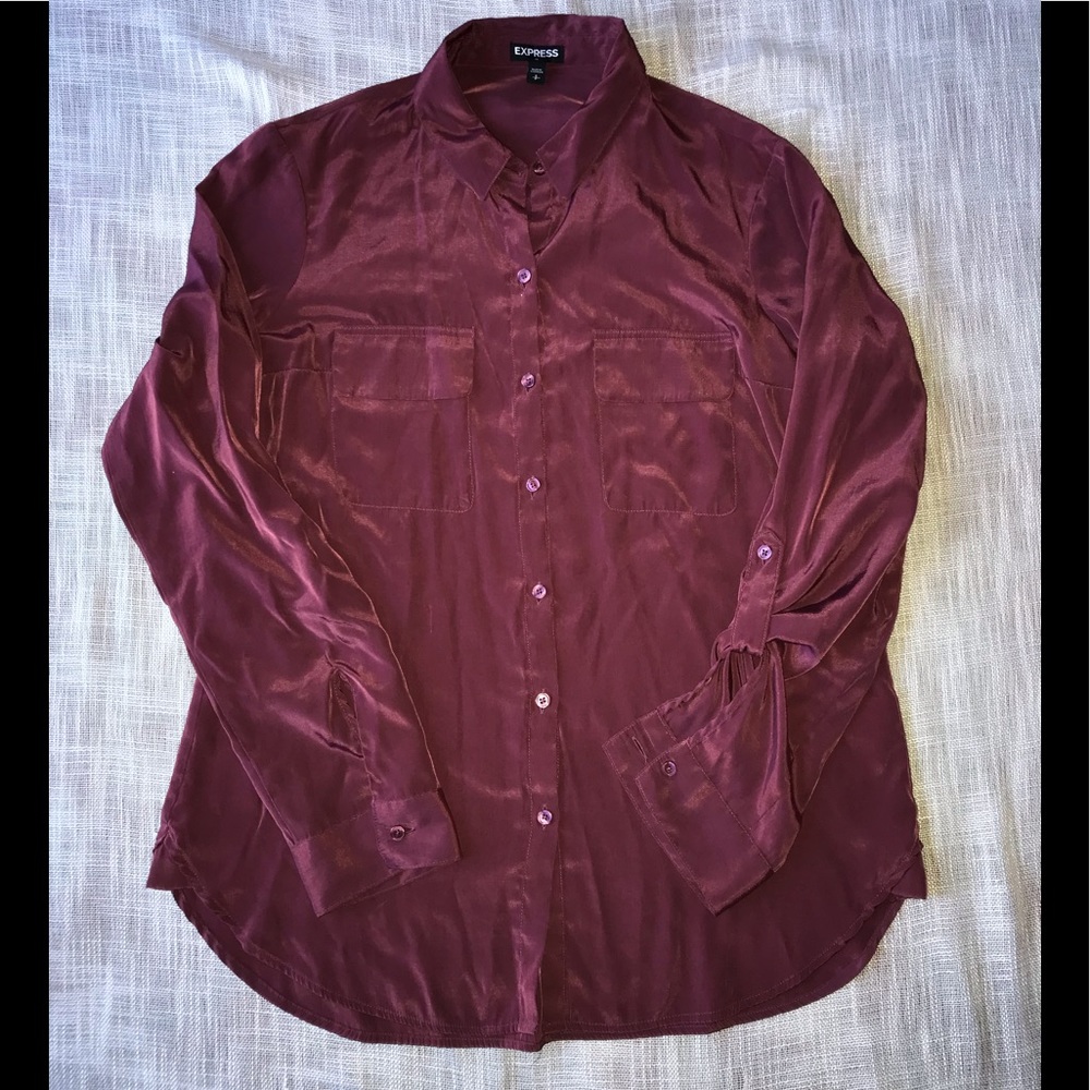 Express Porto Fino Pink Collard Shirt “Silk” Like - Picture 1 of 4